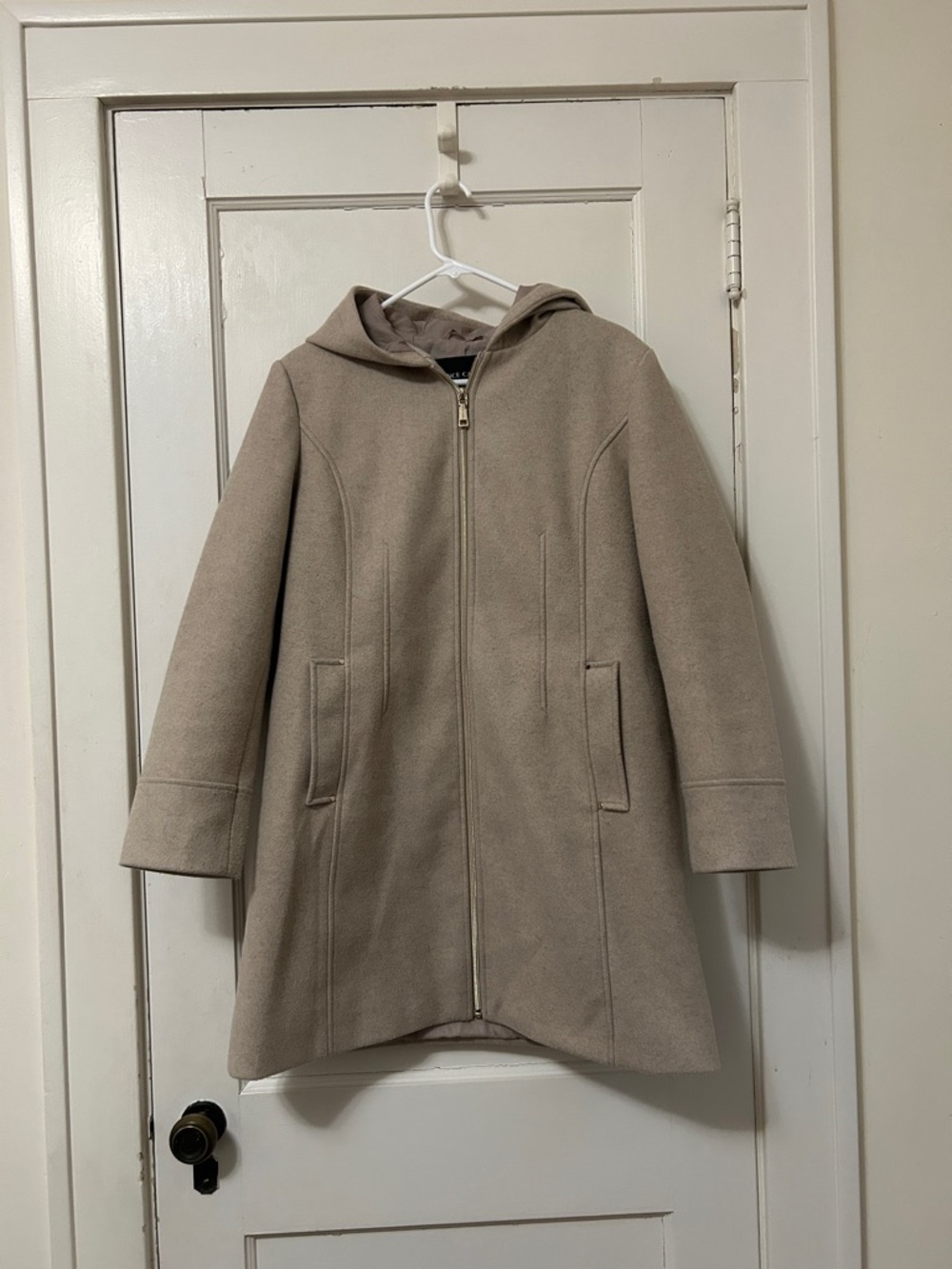 Women’s Vince Camuto' Hooded Pea Coat in Taupe Beige